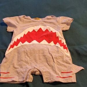 Baby shark romper with fin